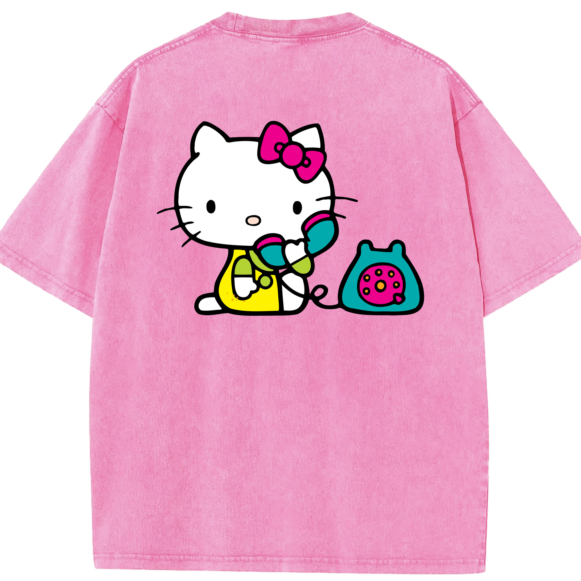 （画像用） Hello Kitty ハローキティ 綿100% ヴィンテージ風 半袖Tシャツ（背面プリント）